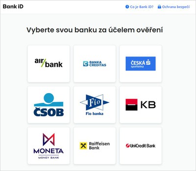 Registrace BankID výběr banky 2